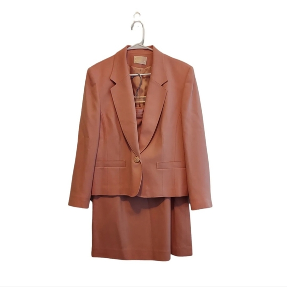 Pendleton Wool Skirt Suit 2 Piece Blazer Jacket Peach Women's Size 12/12 Vintage - Picture 1 of 5